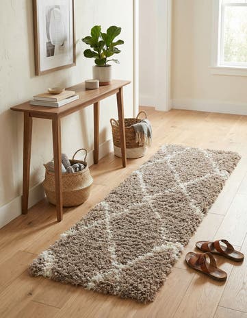 Khaki Infinity Shag Runner Rug