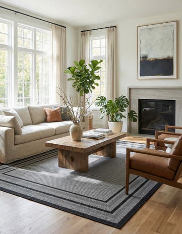 7' 10 x 10' Easy-Clean Border Indoor / Outdoor Rug