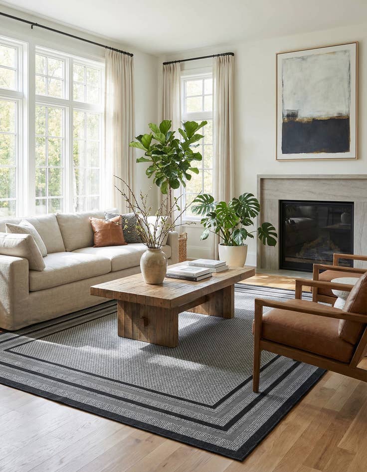 Detail image of 7' 10 x 10' Easy-Clean Border Indoor / Outdoor Rug
