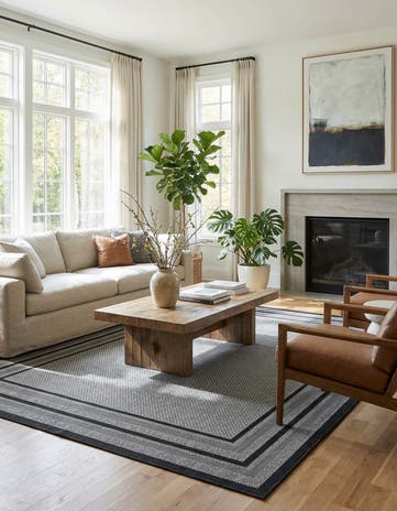 7' 10 x 10' Easy-Clean Border Indoor / Outdoor Rug