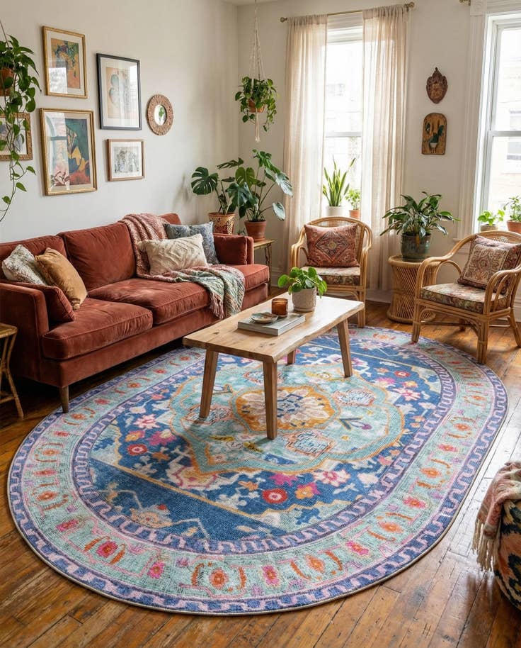 Detail image of 7' 6 x 10' 6 Washable Timeless Oval Rug