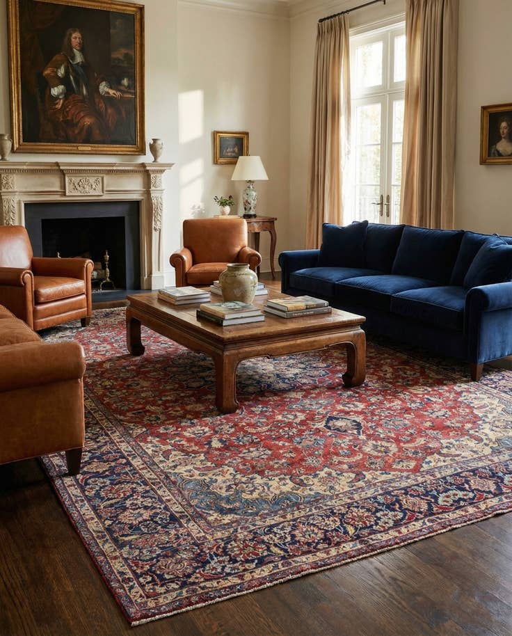 Detail image of 9' 7 x 12' 9 Hand Knotted Isfahan Persian Wool Rug