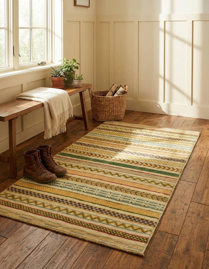 Detail image of 2' 8 x 4'  Hand Knotted Modern Ziegler Rug