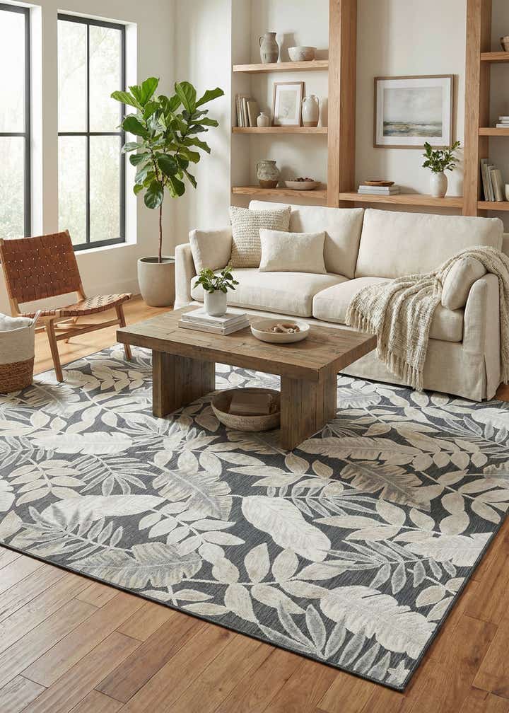 8' 2 x 10' Easy-Clean Botanical Indoor / Outdoor Rug
