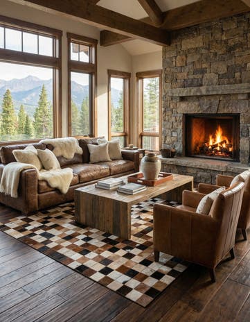5' 1 x 8' Cowhide Leather Rug