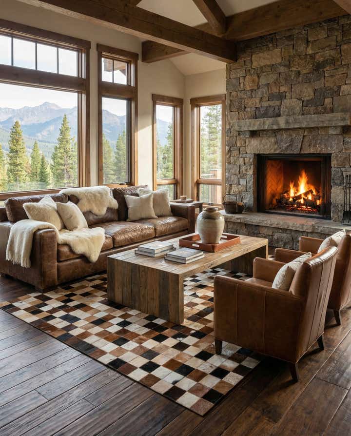 5' 1 x 8' Cowhide Leather Rug