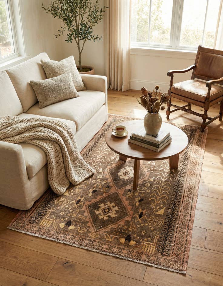 Detail image of 4' x 6' 6  Hand Knotted Ultra Vintage Persian Wool Rug