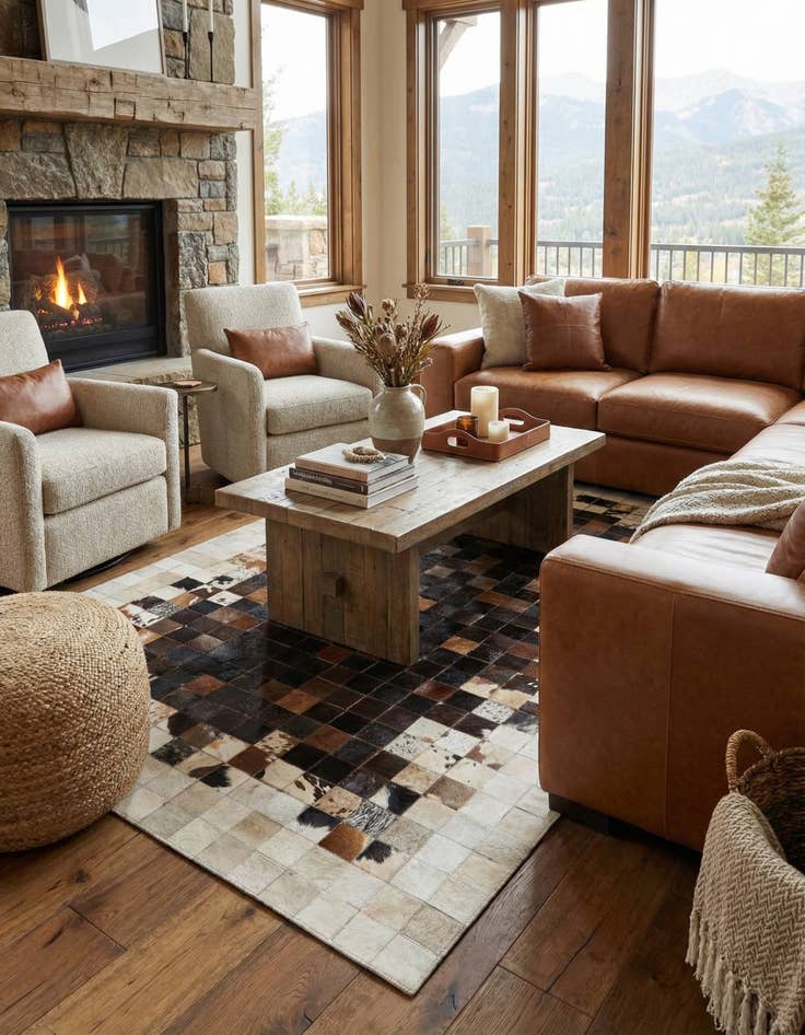 Detail image of 5' x 8' Cowhide Stocks Rug