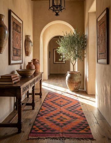 4' 5 x 9' 9 Hand Woven Kilim Fars Wool Runner Rug