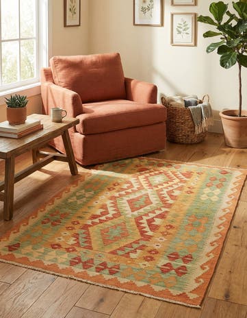 3' 2 x 5' Hand Woven Kilim Waziri Wool Rug