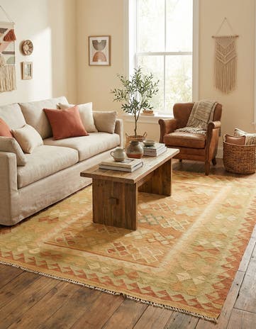 4' 10 x 6' 9 Hand Woven Kilim Waziri Wool Rug