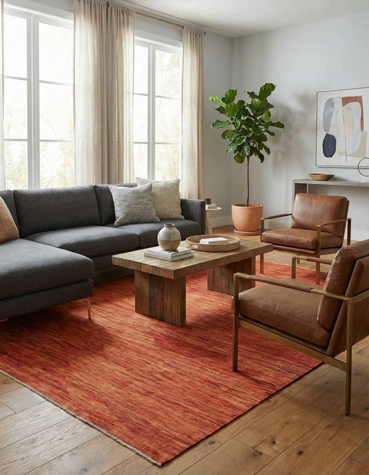 Detail image of 6' 8 x 9' 9  Hand Woven Kilim Modern Wool Rug