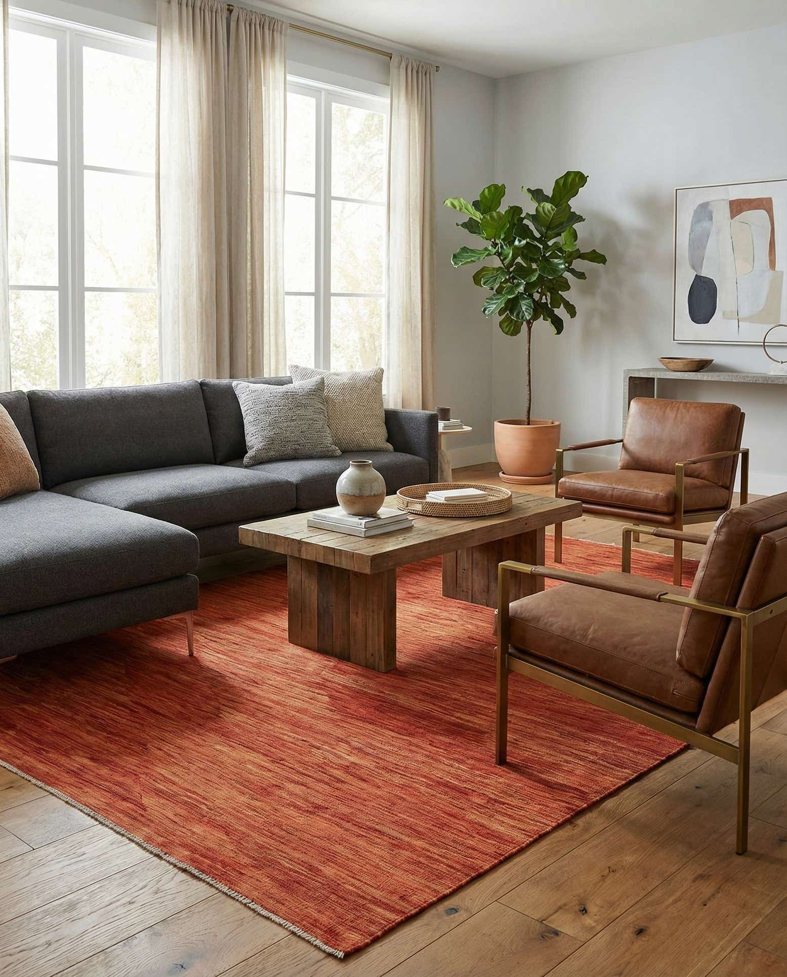 6' 8 x 9' 9 Hand Woven Kilim Modern Wool Rug