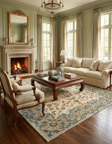 9' 7 x 13' Hand Knotted Kashan Persian Wool Rug