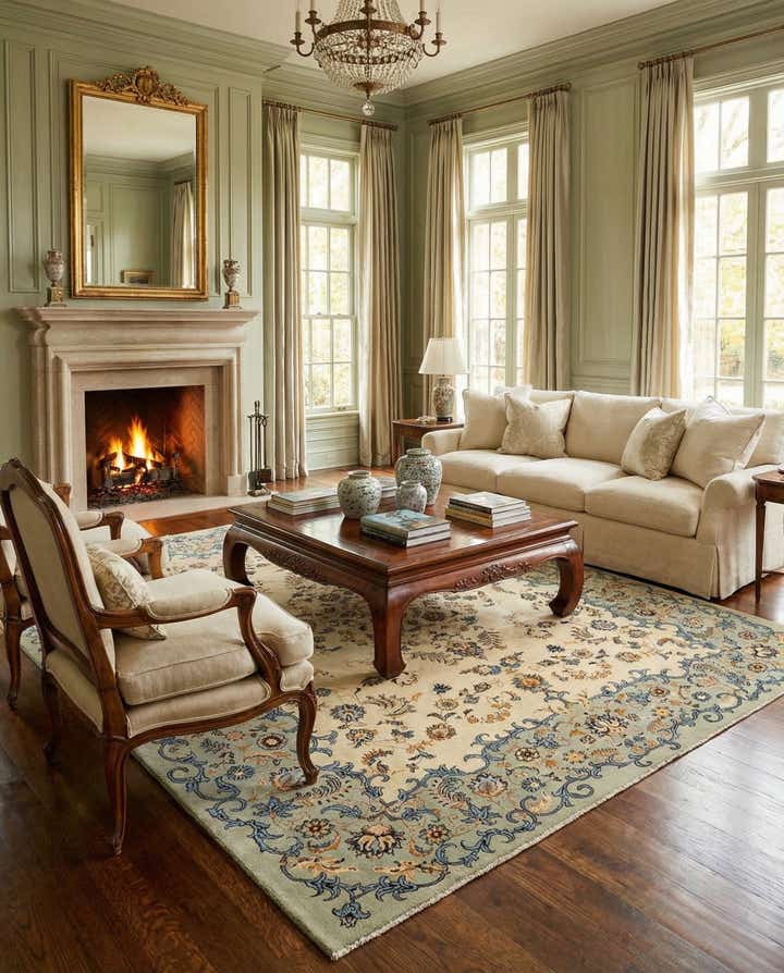 9' 7 x 13' Hand Knotted Kashan Persian Wool Rug