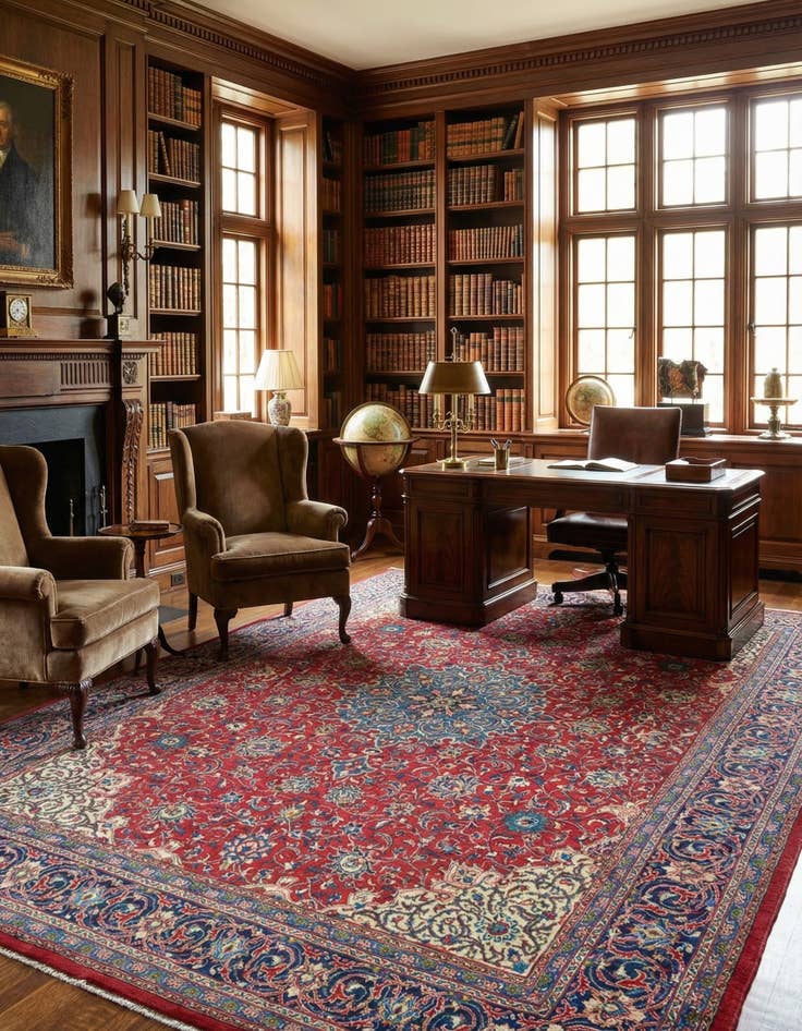 Detail image of  9' 8 x 13'  Hand Knotted Sarough Persian Wool Rug