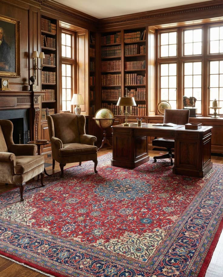 Detail image of 9' 8 x 13' Hand Knotted Sarough Persian Wool Rug