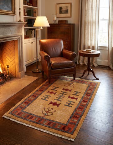 3' 4 x 5' 1 Hand Knotted Ziegler Wool Rug