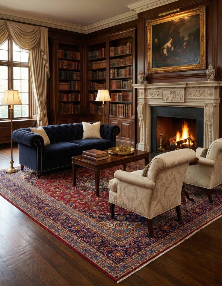 Detail image of  9' 7 x 13' 2  Hand Knotted Kashan Persian Wool Rug