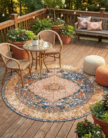 6' x 6' Easy-Clean Traditional Indoor / Outdoor Round Rug