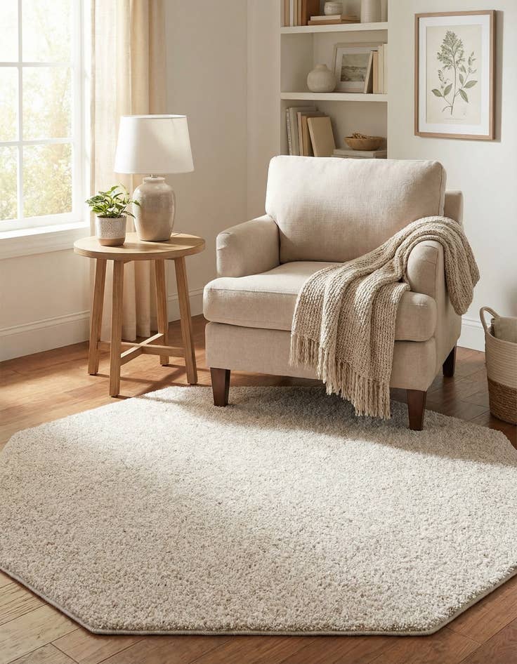 Detail image of  5' x 5' Solid Frieze Octagon Rug