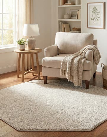 5' x 5' Solid Frieze Octagon Rug
