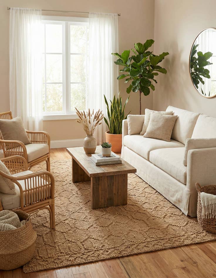 Detail image of  5' 3 x 8'  Hand Woven Larsa Jute Rug