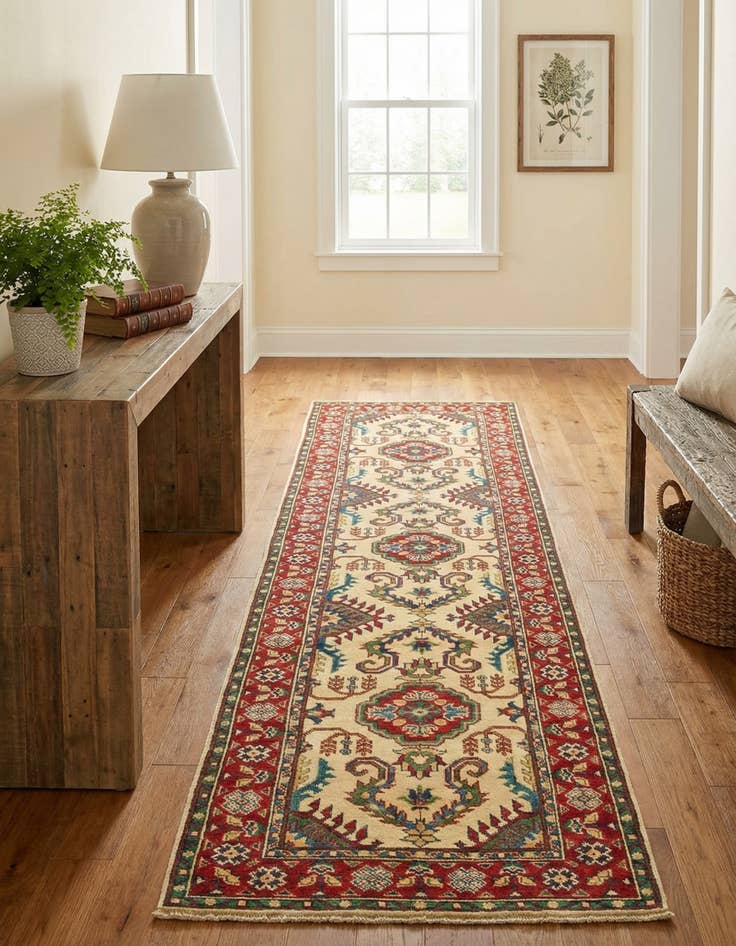Detail image of 2' 8 x 9' 9 Hand Knotted Kazak Runner Rug