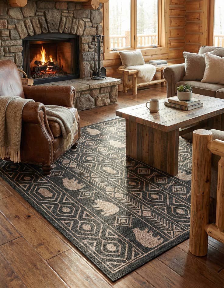 Detail image of 7' 10 x 10' Easy-Clean Southwestern Indoor / Outdoor Rug