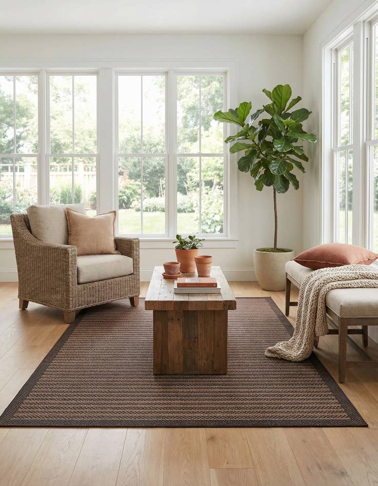 Detail image of  7' x 10'  Washable Border Indoor / Outdoor Rug