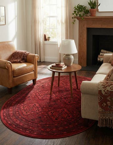 Red Bokhara Oval Rug