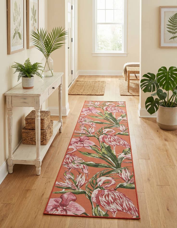Detail image of  2' 7 x 10'  Washable Botanical Indoor / Outdoor Runner Rug