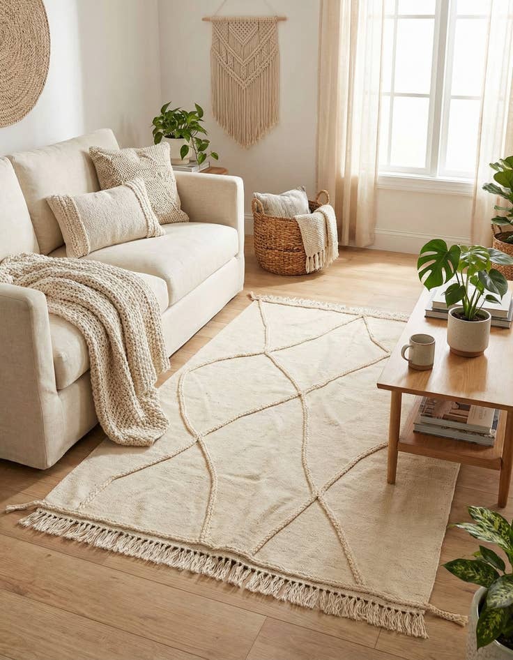 Detail image of 4' 3 x 6' 1  Hand Knotted Moroccan Wool Rug