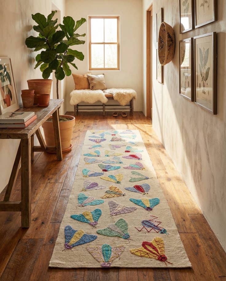 Detail image of 2' 3 x 7' 10 Hand Woven Kilim Suzani Wool Runner Rug