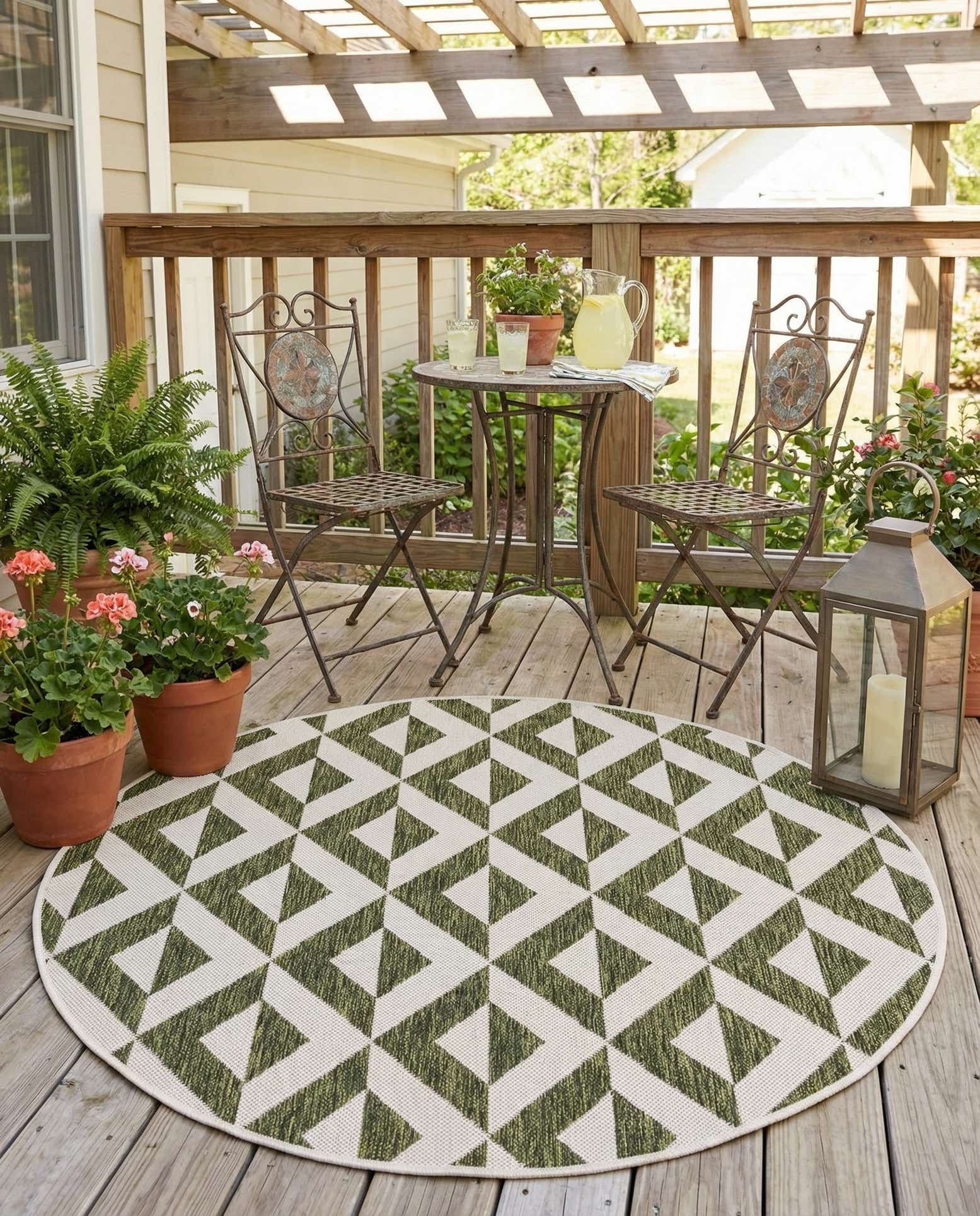 4' x 4' Easy-Clean Jill Zarin Napa Indoor / Outdoor Round Rug