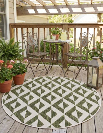 Green Easy-Clean Jill Zarin Napa Indoor / Outdoor Round Rug