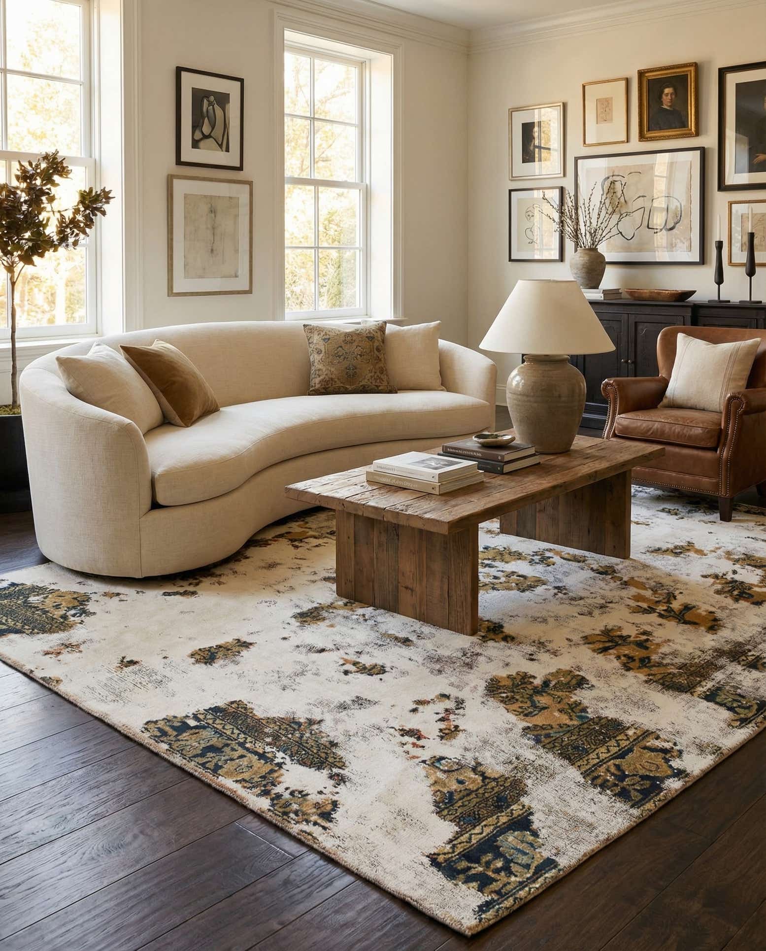 235cm x 255cm Hand Knotted Ultra Vintage Persian Wool Square Rug