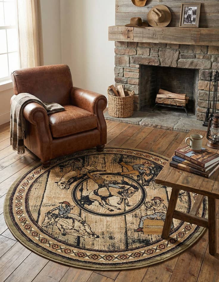 Detail image of 5' 3 x 5' 3 Pioneer Round Rug