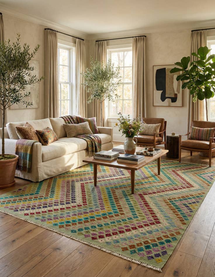 Detail image of 5' 10 x 7' 8  Hand Woven Kilim Modern Wool Rug