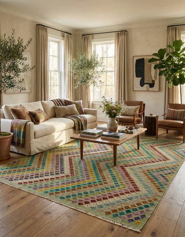 5' 10 x 7' 8 Hand Woven Kilim Modern Wool Rug