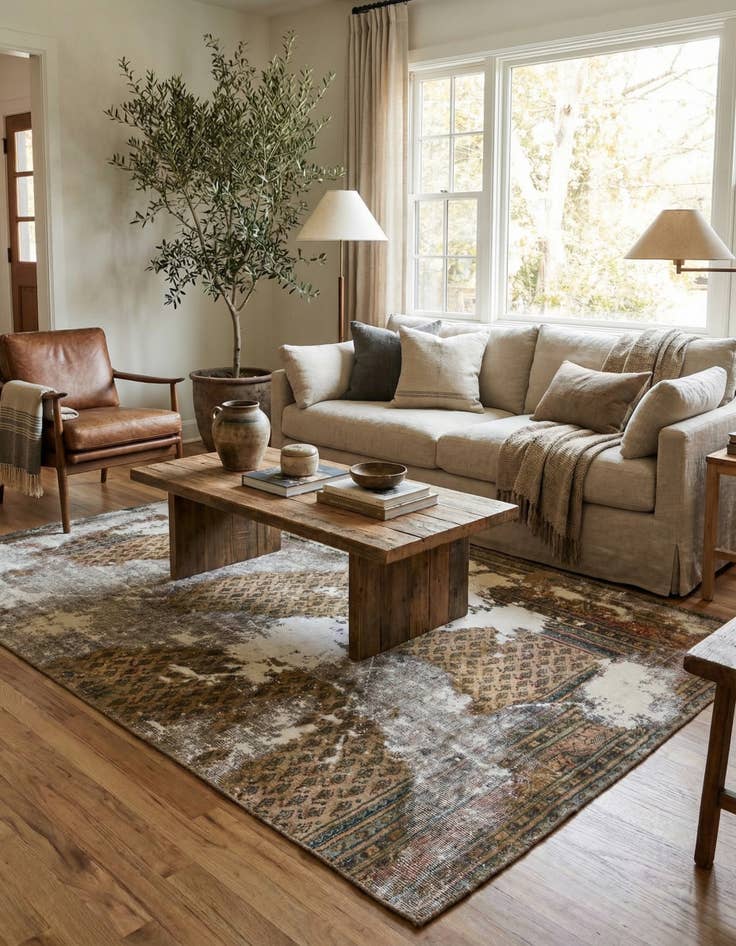 Detail image of 4' 4 x 6' 6  Hand Knotted Ultra Vintage Persian Wool Rug