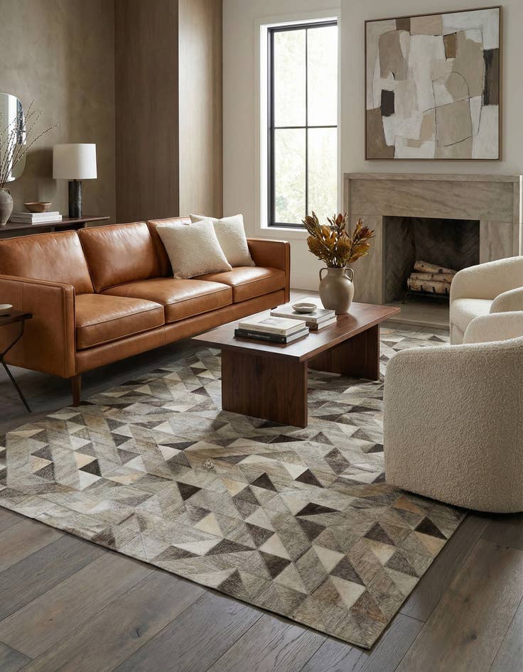 Detail image of 4' 10 x 7' 8 Cowhide - Patchwork Rug