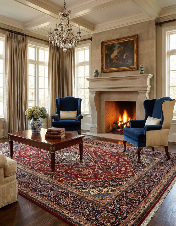 Detail image of 8' x 11' 2 Kashan Wool Rug