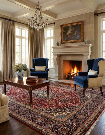 8' x 11' 2 Kashan Wool Rug