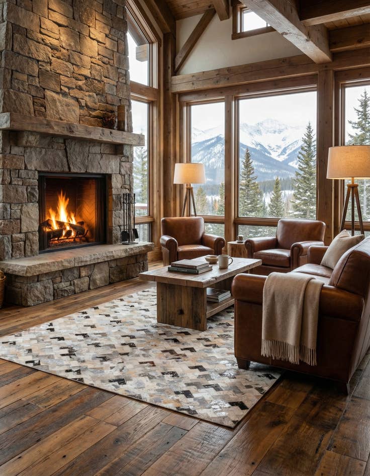 Detail image of 5' x 7' 10 Cowhide Leather Rug