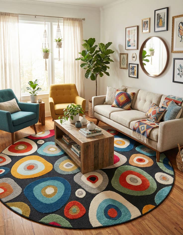Detail image of 7' 10 x 7' 10 Easy-Clean Casablanca Indoor / Outdoor Round Rug