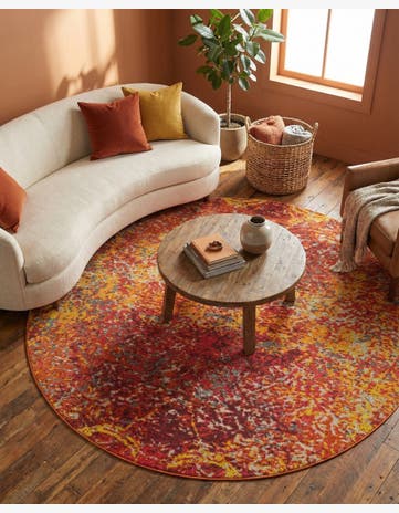 Red Washable Hyacinth Round Rug
