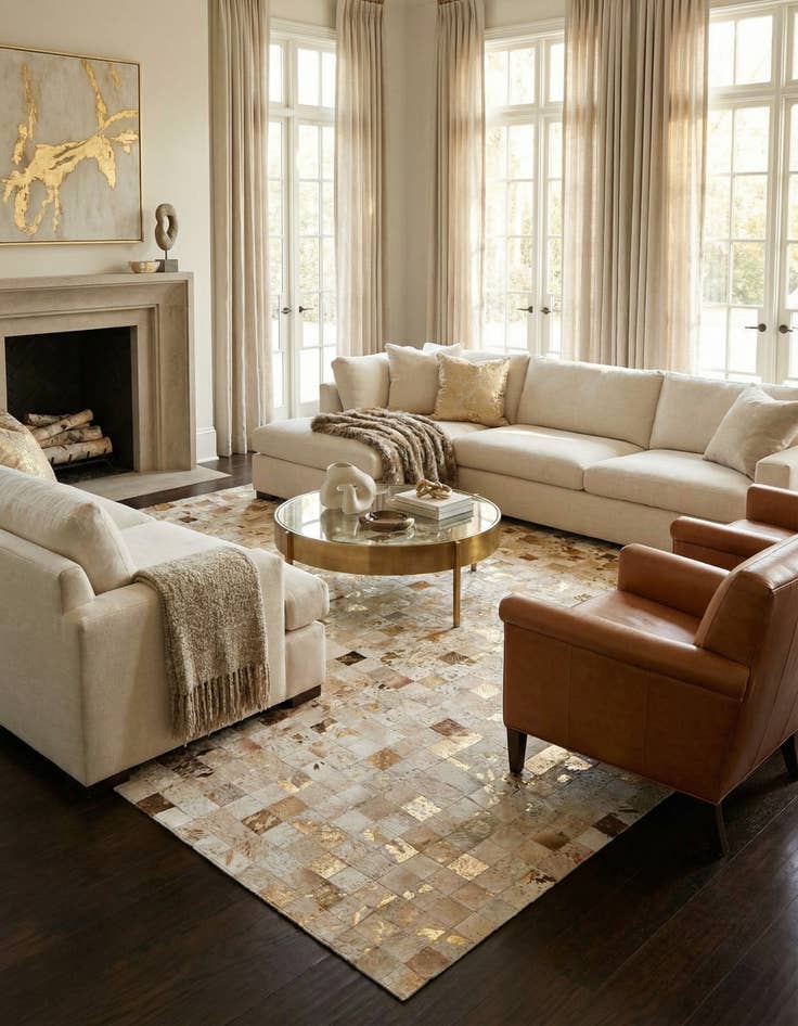 Detail image of 8' 1 x 9' 8 Cowhide Stocks Rug