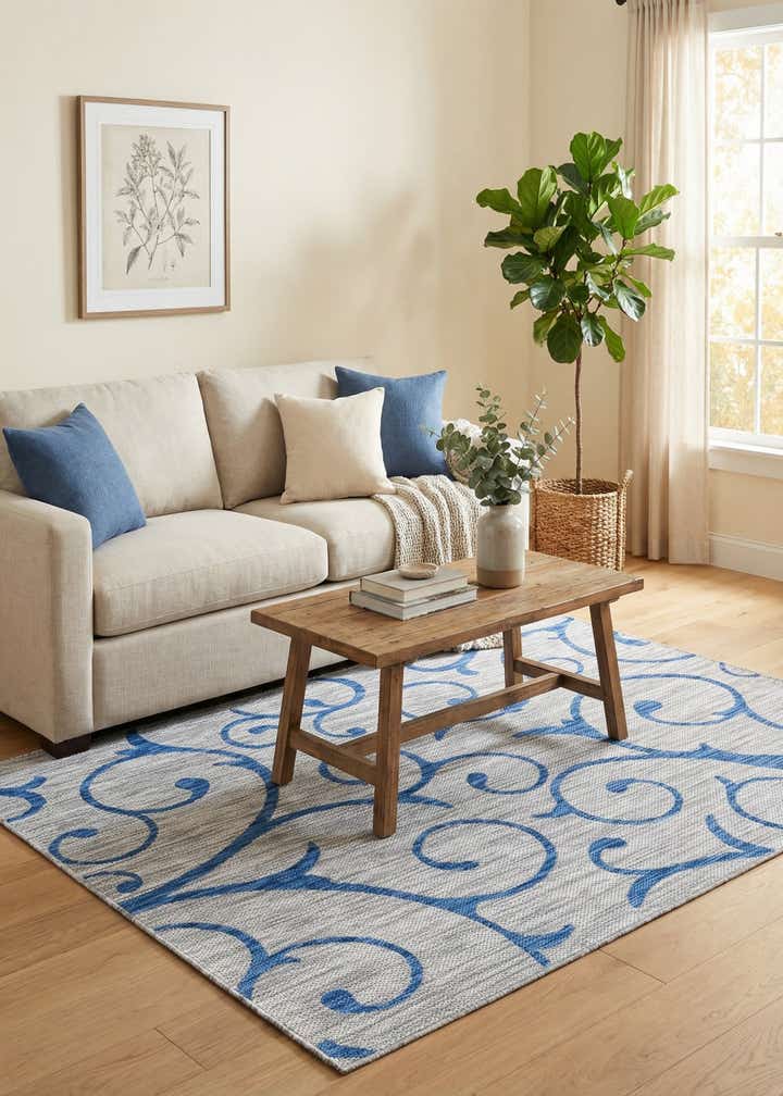 6' x 9' Easy-Clean Botanical Indoor / Outdoor Rug