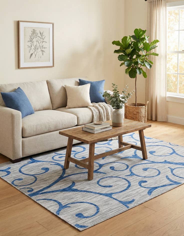 Detail image of 6' x 9' Easy-Clean Botanical Indoor / Outdoor Rug